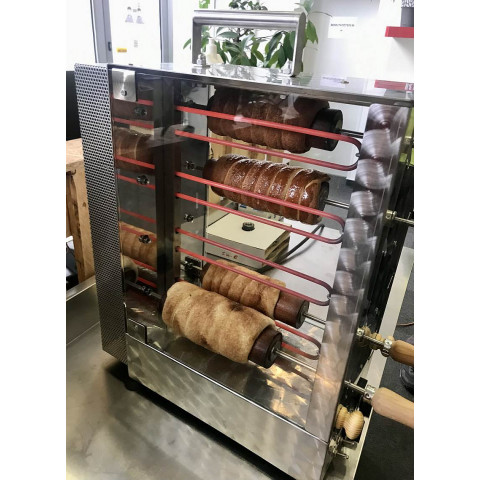 Elektromos kürtőskalács sütő gép 8+8 sütőfával
