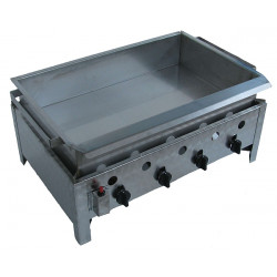 Lángos és fánksütő inox serpenyővel és csappal - 4 égős gázüzemű